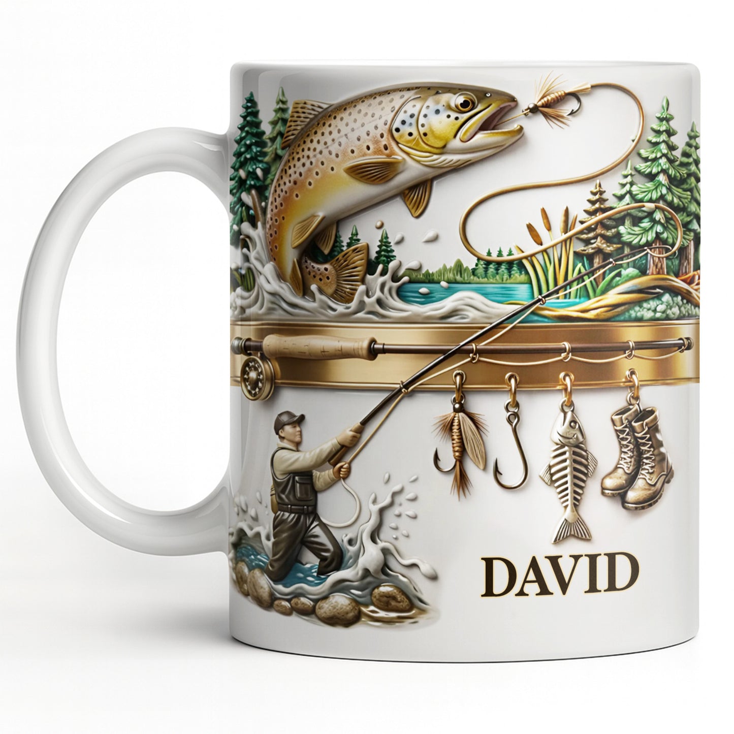 Personalized Gift For Fishing Enthusiasts With Fisherman And Lures