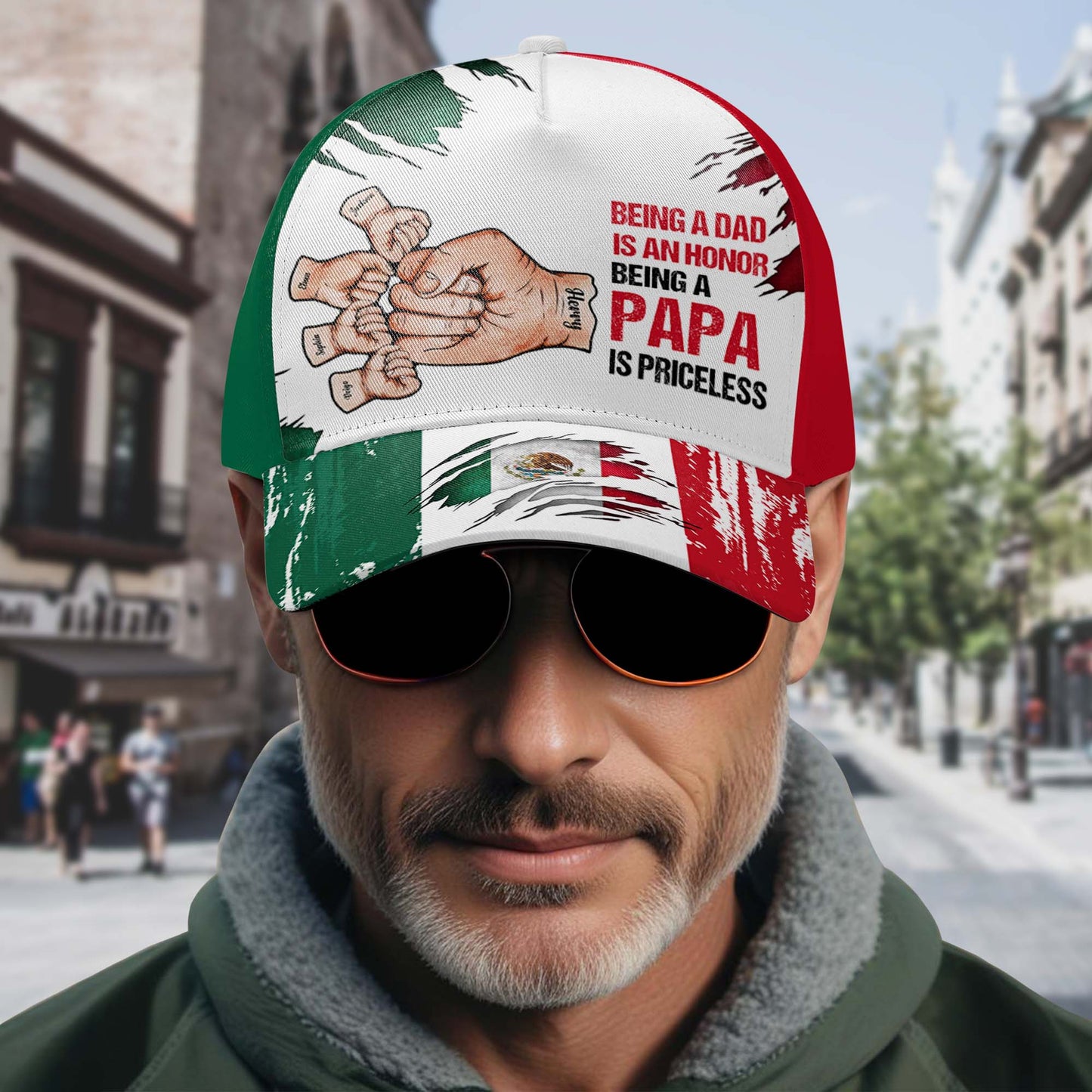 Être papa est un honneur. Être un papa n'a pas de prix ! Casquette de baseball personnalisée, imprimé intégral - FM001_BAC