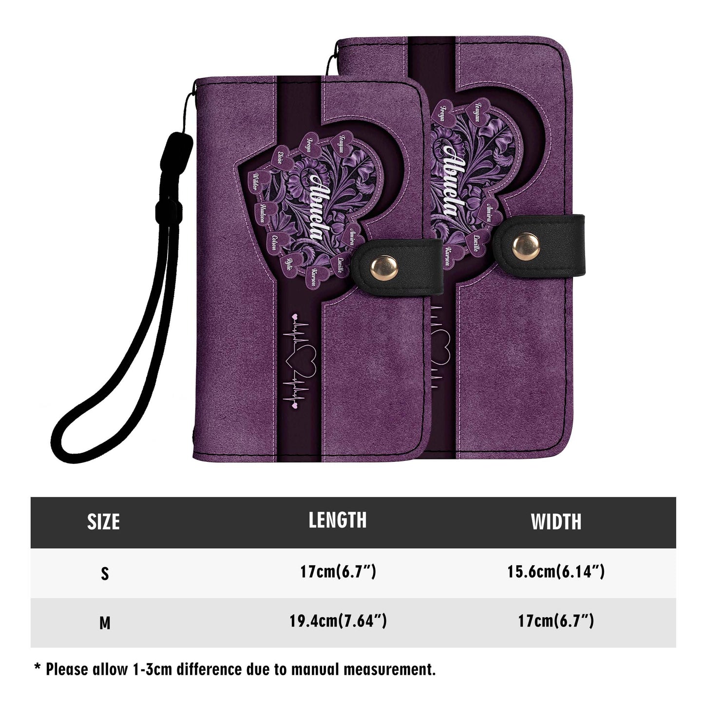 Petits cœurs - Portefeuille en cuir personnalisé pour téléphone - FM002_PW