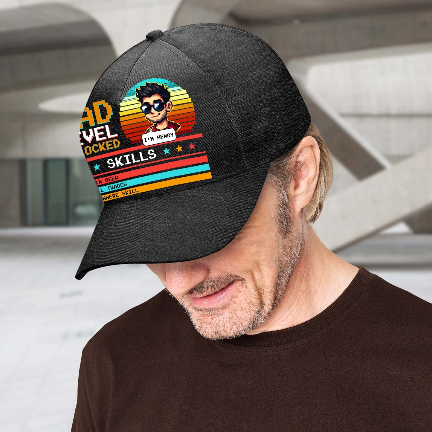 Nivel de papá desbloqueado: gorra de béisbol personalizada especial, gorra de béisbol con estampado completo - FM004_BAC