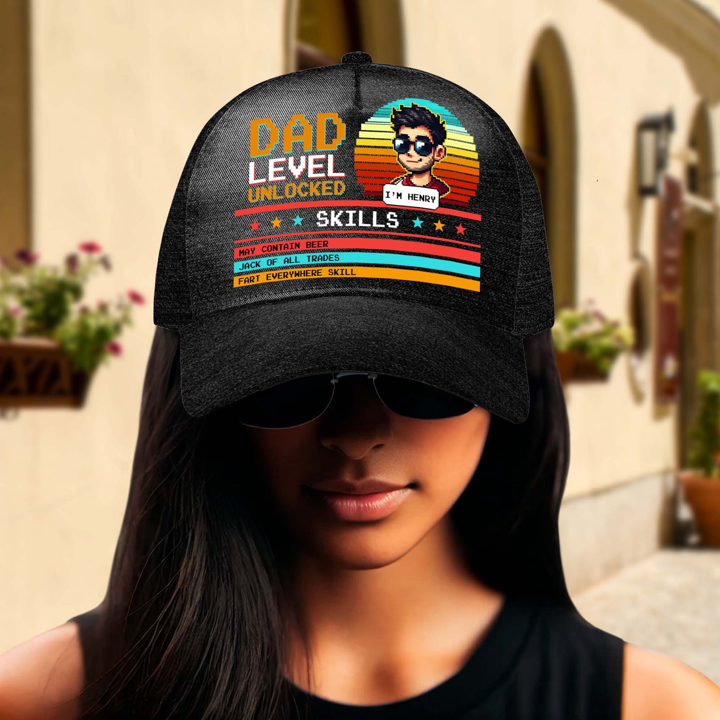 Nivel de papá desbloqueado: gorra de béisbol personalizada especial, gorra de béisbol con estampado completo - FM004_BAC