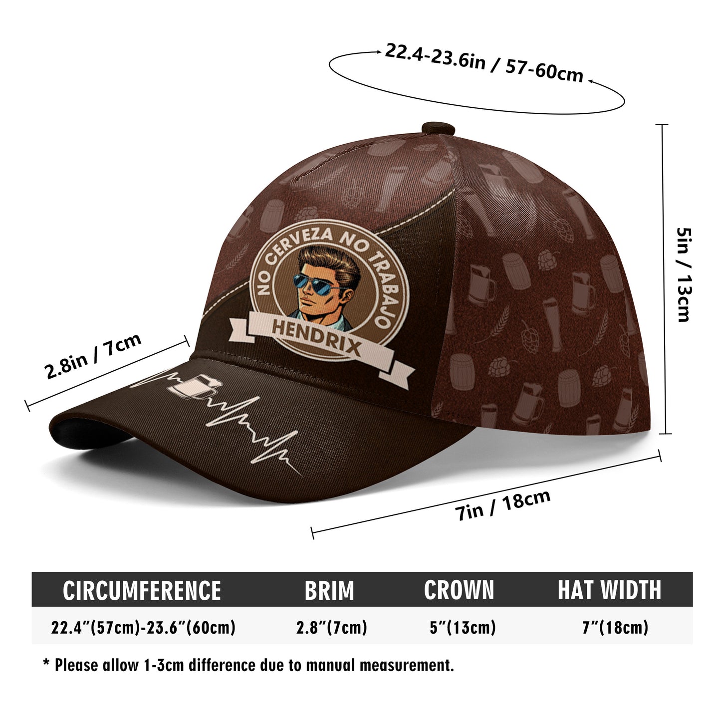 No Cerveza No Trabajo - Special Personalized Custom Hat, All Over Print Baseball Cap - QCUS005_BAC