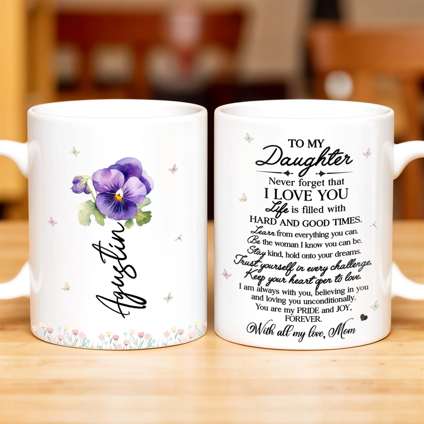 To My Daughter with Pansy Flower and Butterflies