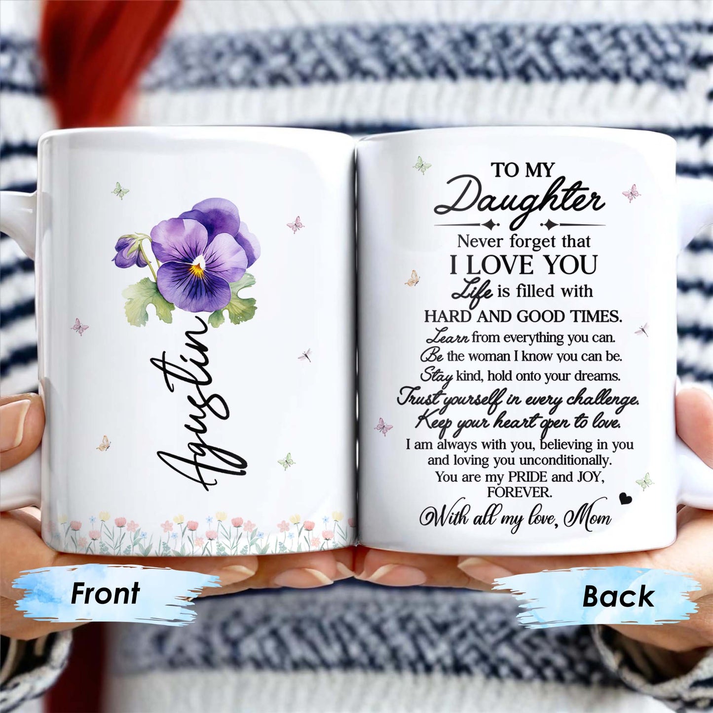To My Daughter with Pansy Flower and Butterflies