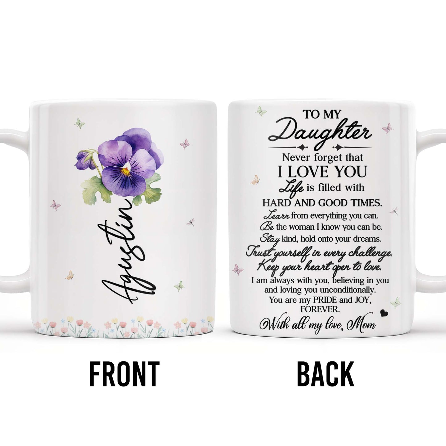 To My Daughter with Pansy Flower and Butterflies