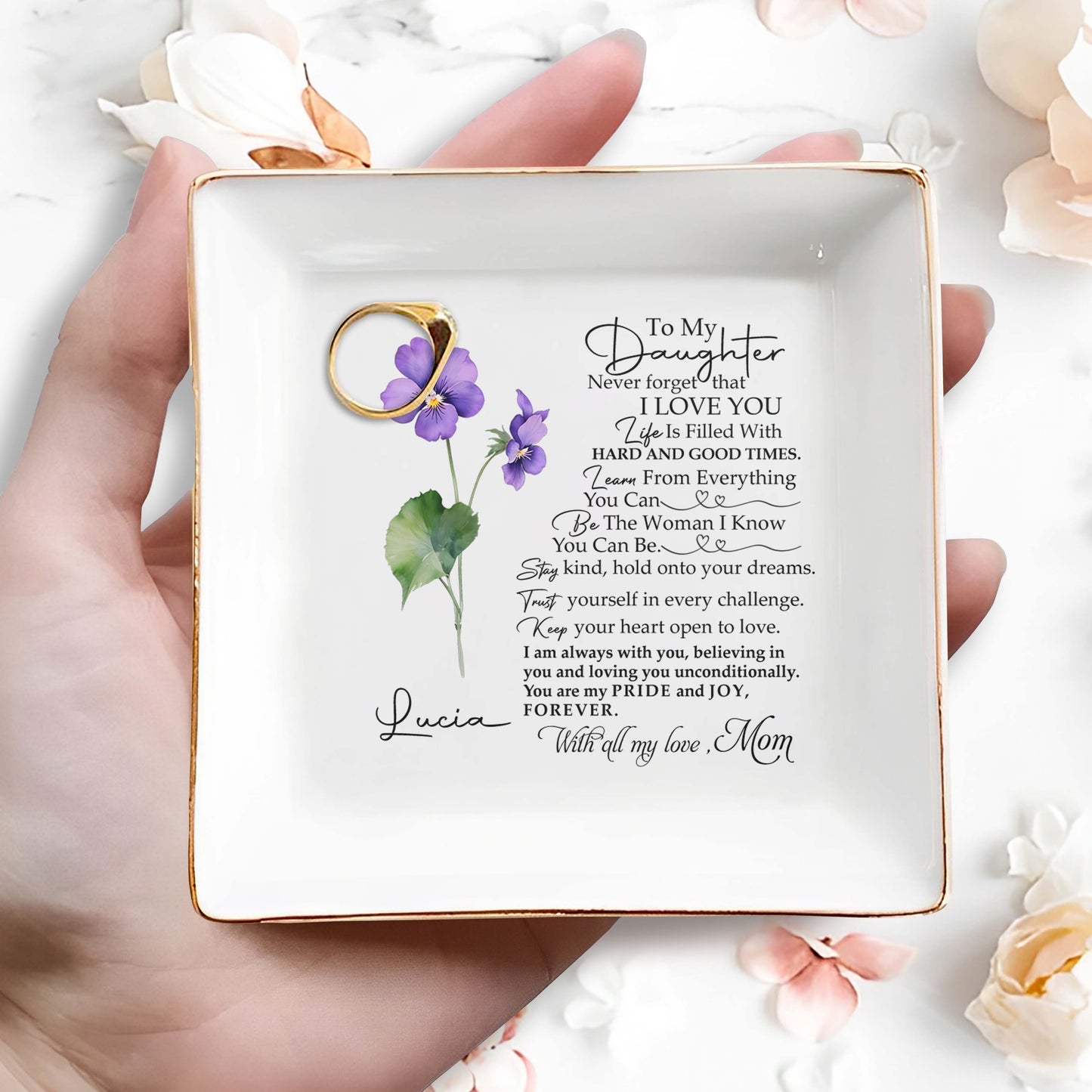 À ma fille, n'oublie jamais que je t'aime - Porte-bijoux personnalisé - FM006_SCRD