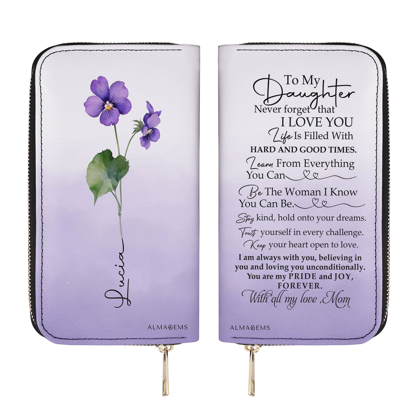 Para mi hija, nunca olvides que te amo - Cartera de piel para mujer - FM006_WW