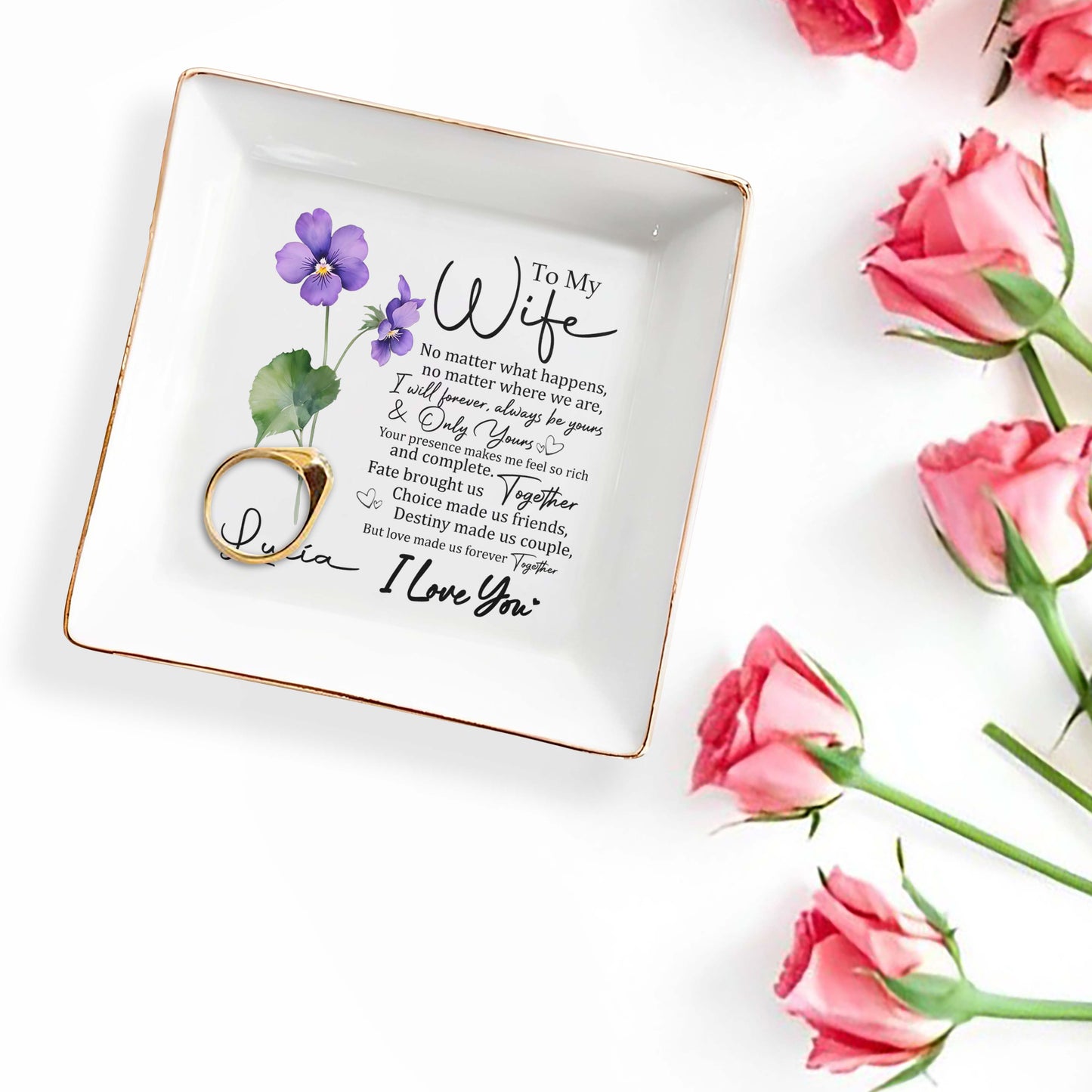 À ma femme, quoi qu'il arrive - Plat à bijoux personnalisé - FM010_SCRD