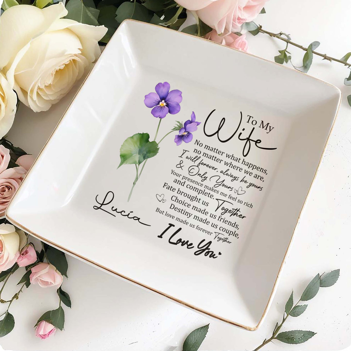 À ma femme, quoi qu'il arrive - Plat à bijoux personnalisé - FM010_SCRD