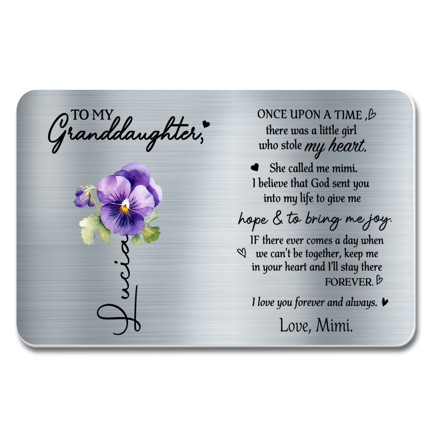 Eternal Love Message With Pansy Flower For Granddaughter