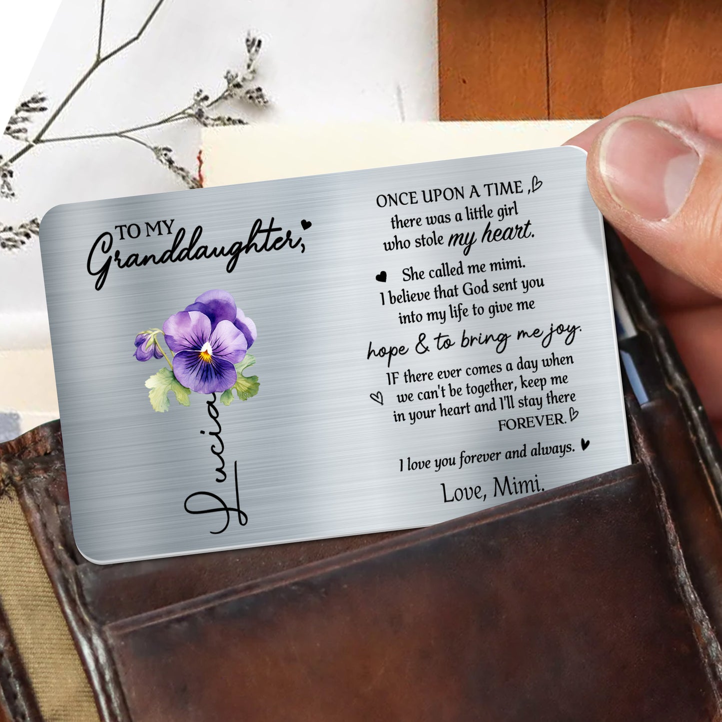 Eternal Love Message With Pansy Flower For Granddaughter