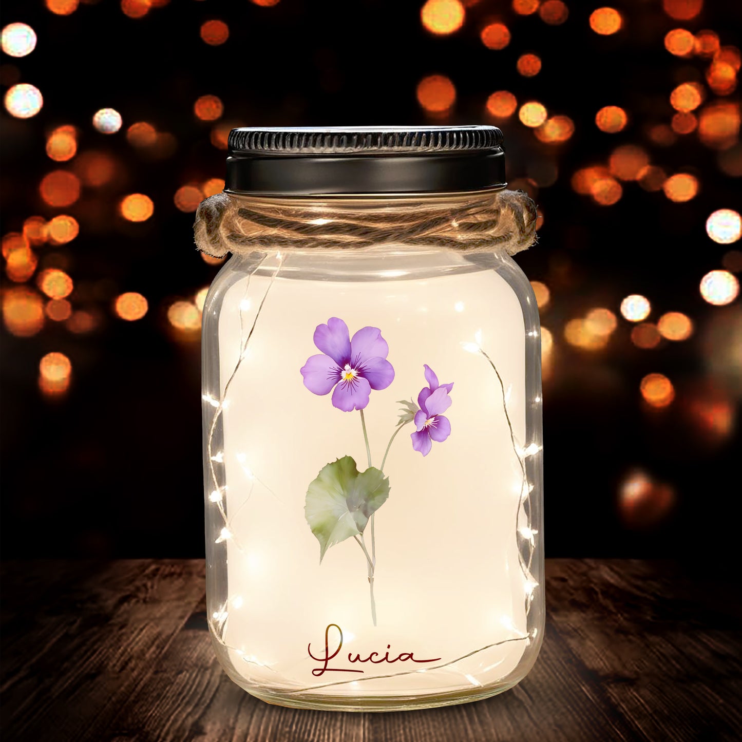 Il était une fois - Lampe personnalisée en pot Mason - FM028_JARL