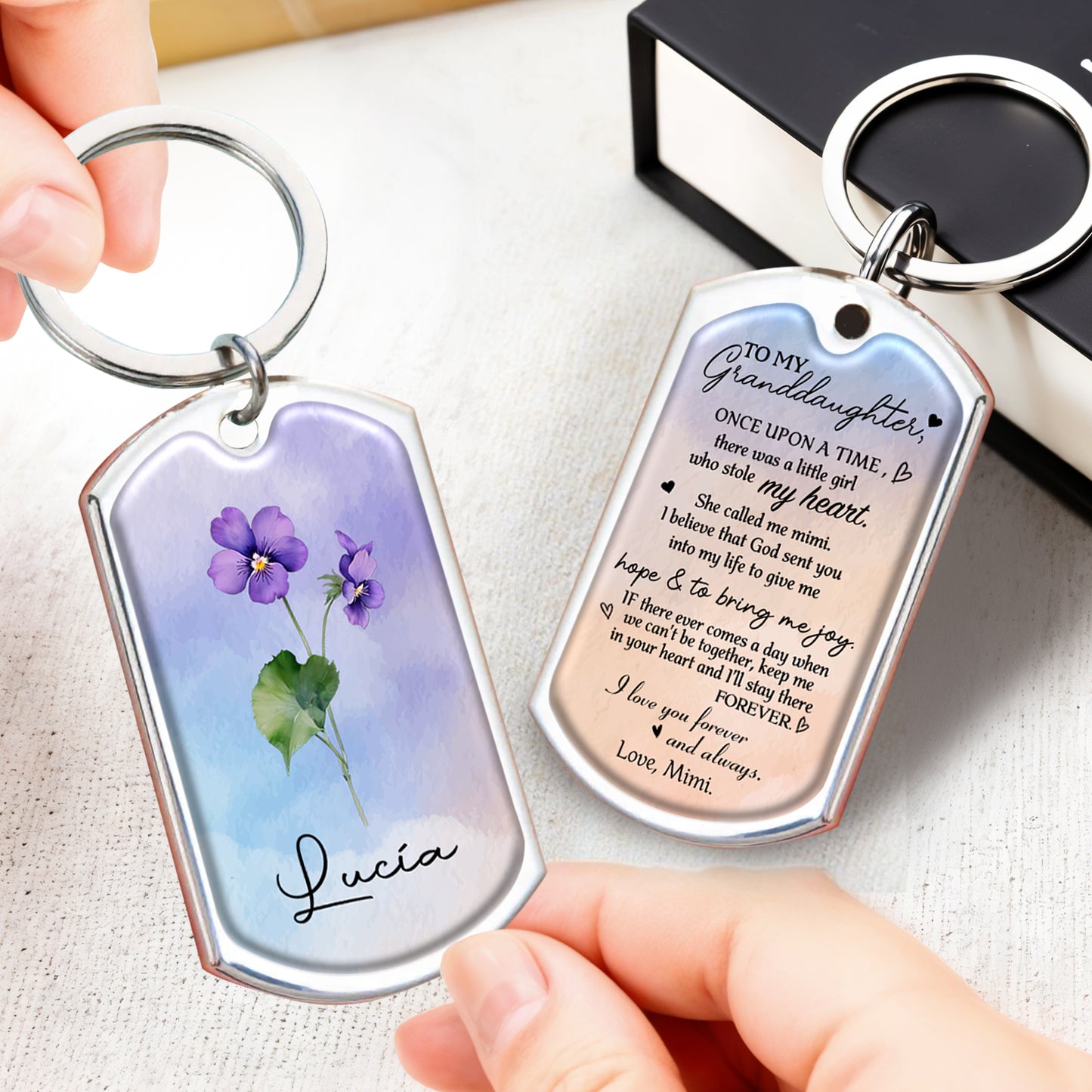 Love Forever and Always, Granddaughter Flower Heart Keychain
