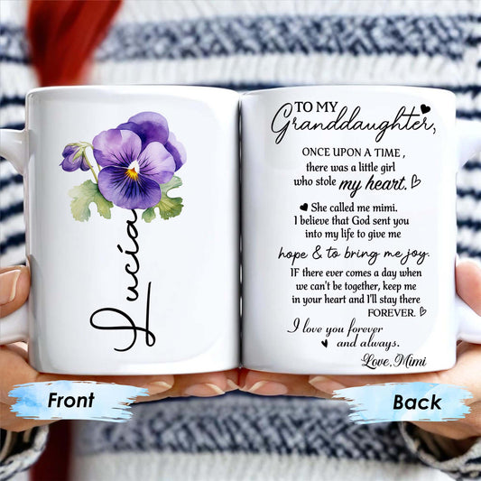 Love Message For Granddaughter With Pansy Flower And Heart
