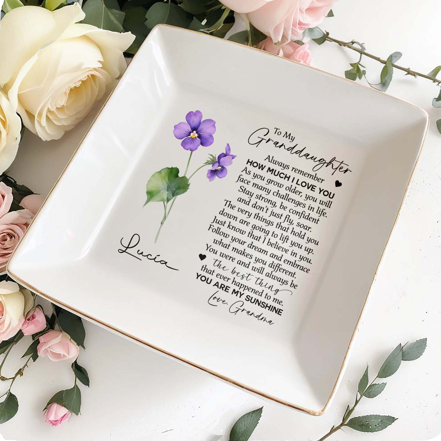 To My Granddaughter, Stay Strong - Personalized Custom Jewelry Dish - FM031_SCRD