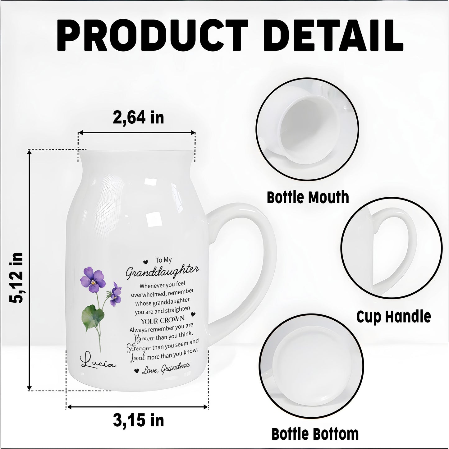 Straighten Your Crown Granddaughter Flower Vase
