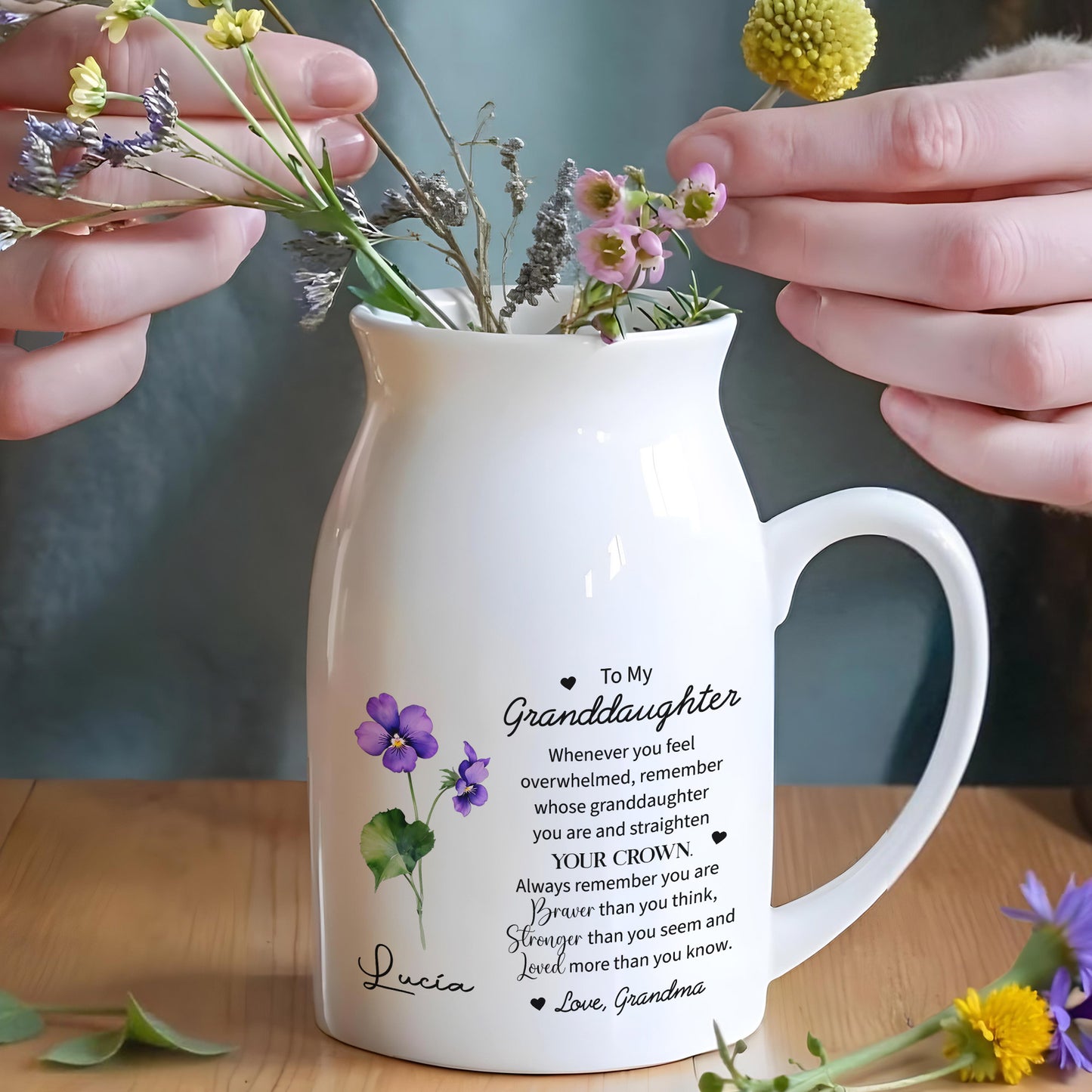 Straighten Your Crown Granddaughter Flower Vase