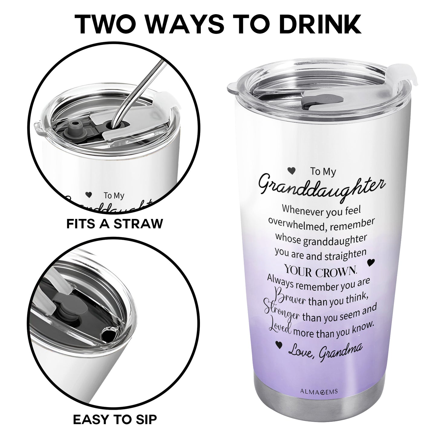 À ma petite-fille - Gobelet personnalisé en acier inoxydable 20 oz 30 oz - FM032_TB