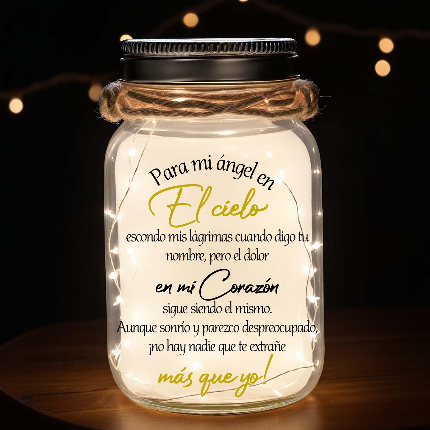 Para Mi Ángel - Lumière de pot Mason personnalisée - FM046_JARL