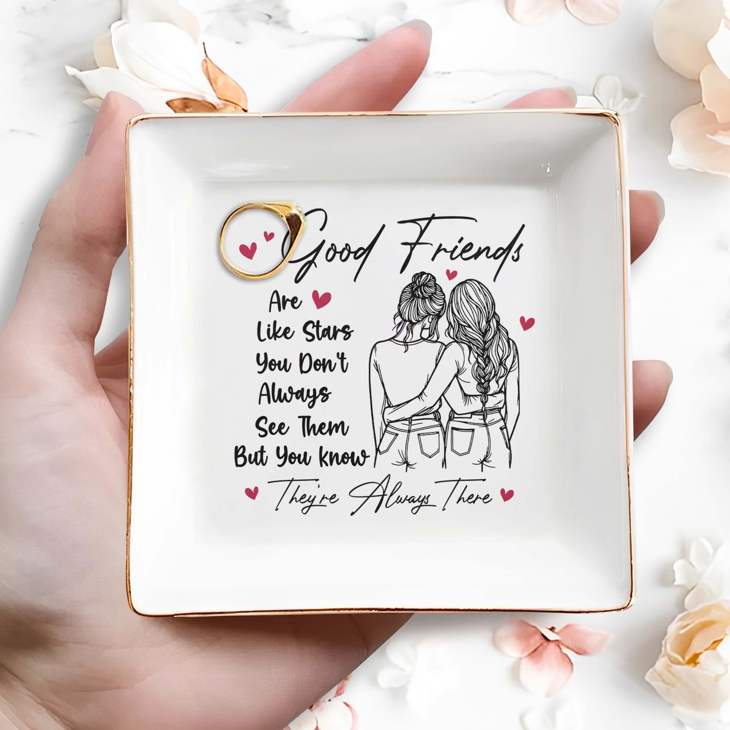 Les bons amis sont comme des étoiles - Plat à bijoux personnalisé - FM057_SCRD