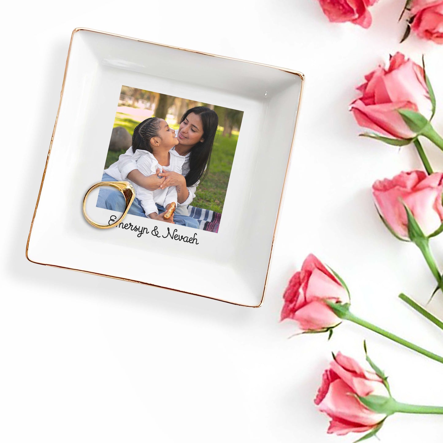 Ajoutez votre photo et votre texte personnalisés - Plat à bijoux personnalisé - FM058_SCRD