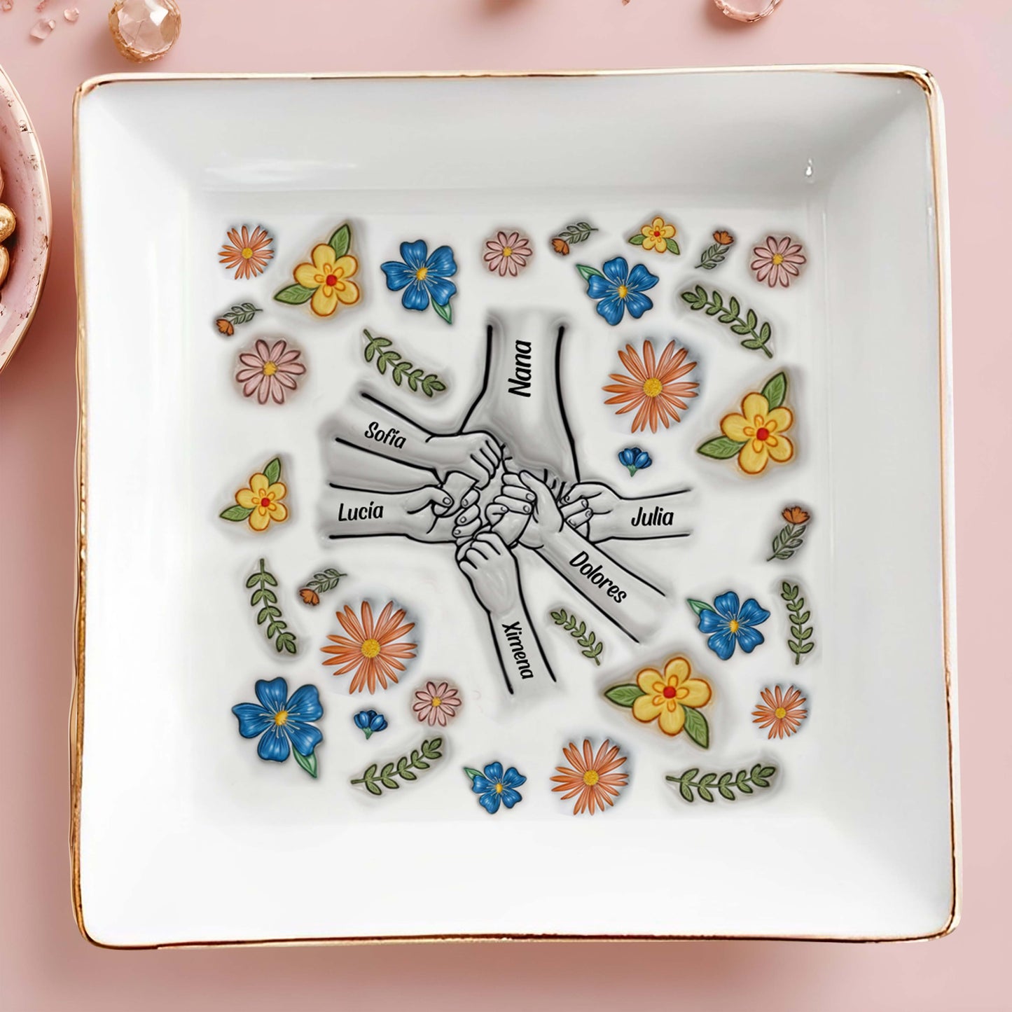 Holding Hand 3D Inflated - Personalized Custom Jewelry Dish - FM076_SCRD