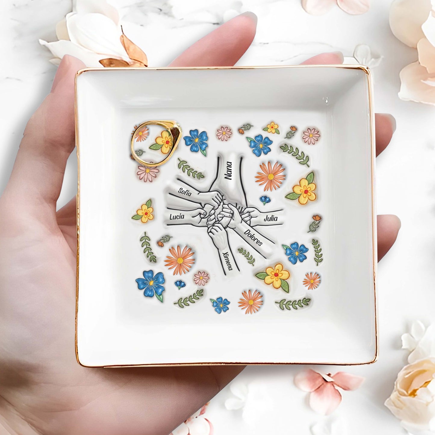 Holding Hand 3D Inflated - Personalized Custom Jewelry Dish - FM076_SCRD