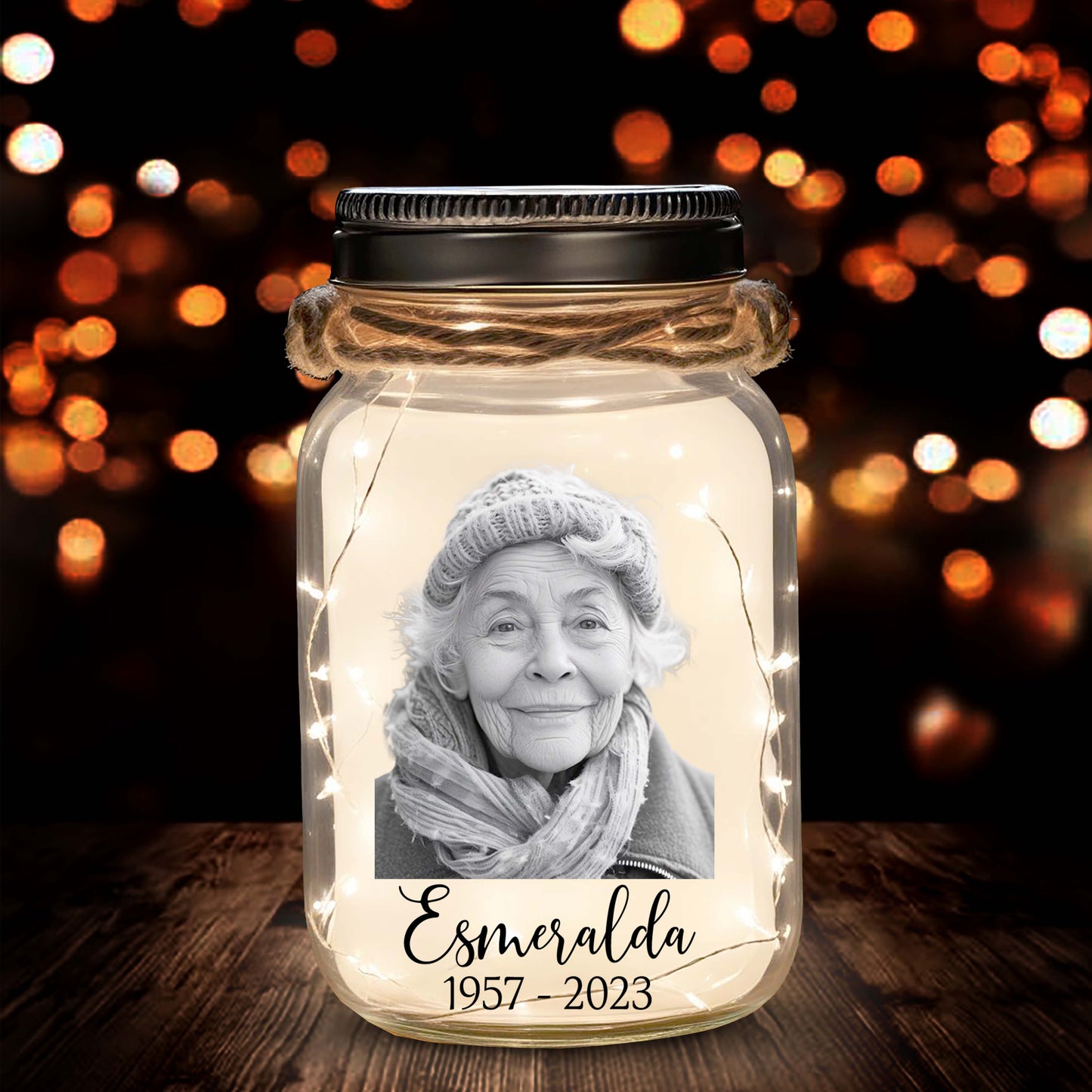 Te llevaremos en nuestros corazones - Lámpara personalizada en frasco de vidrio - FM111_JARL