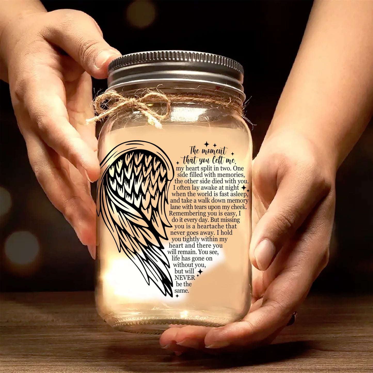 El momento en que me dejaste - Lámpara de tarro de cristal personalizada - FM118_JARL