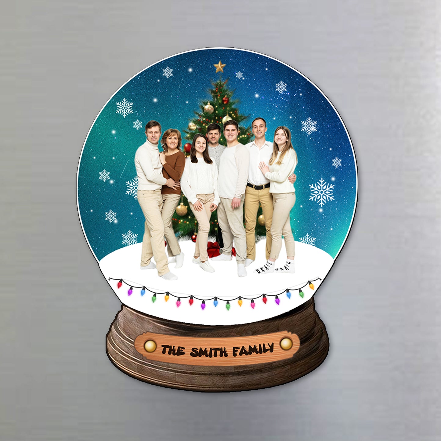 Aimant de Noël familial personnalisable avec photo - Aimant de réfrigérateur personnalisé - FM131_MAGN