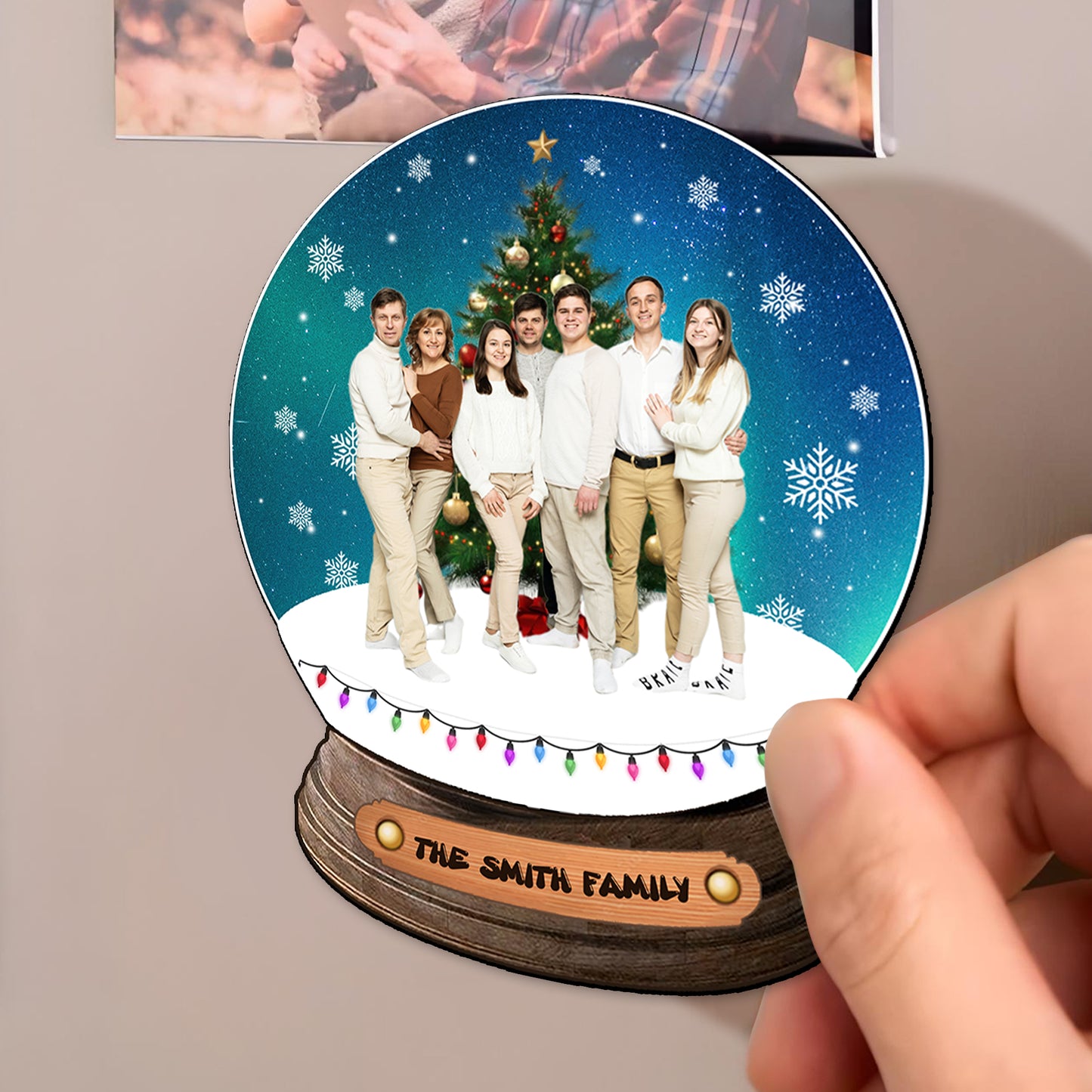 Aimant de Noël familial personnalisable avec photo - Aimant de réfrigérateur personnalisé - FM131_MAGN