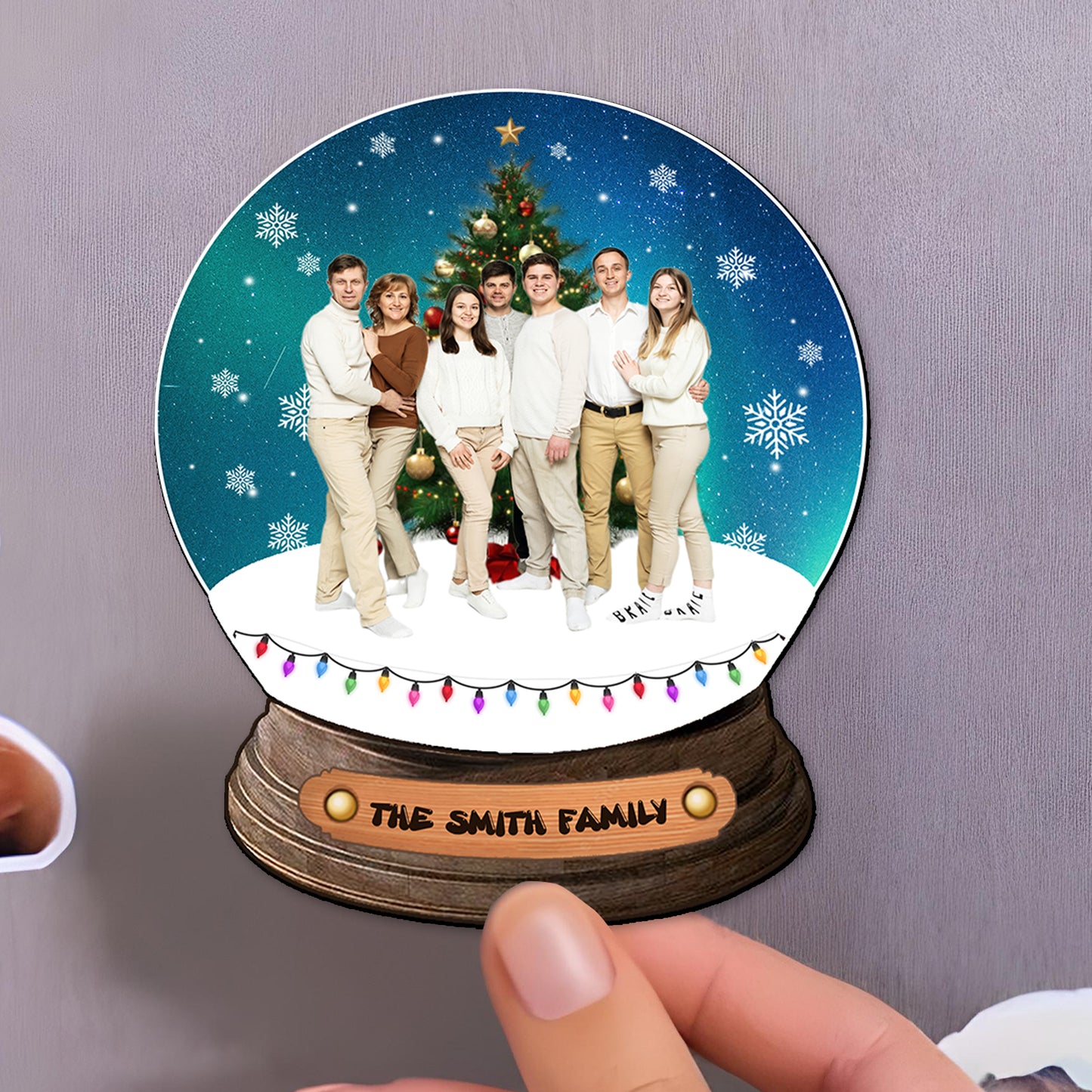 Aimant de Noël familial personnalisable avec photo - Aimant de réfrigérateur personnalisé - FM131_MAGN