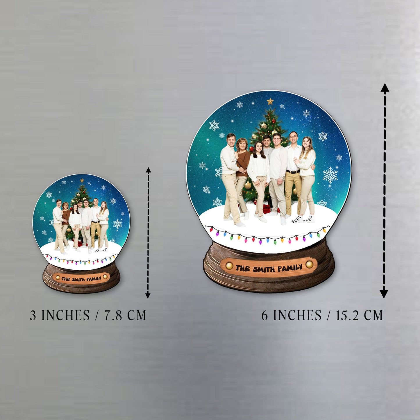 Aimant de Noël familial personnalisable avec photo - Aimant de réfrigérateur personnalisé - FM131_MAGN