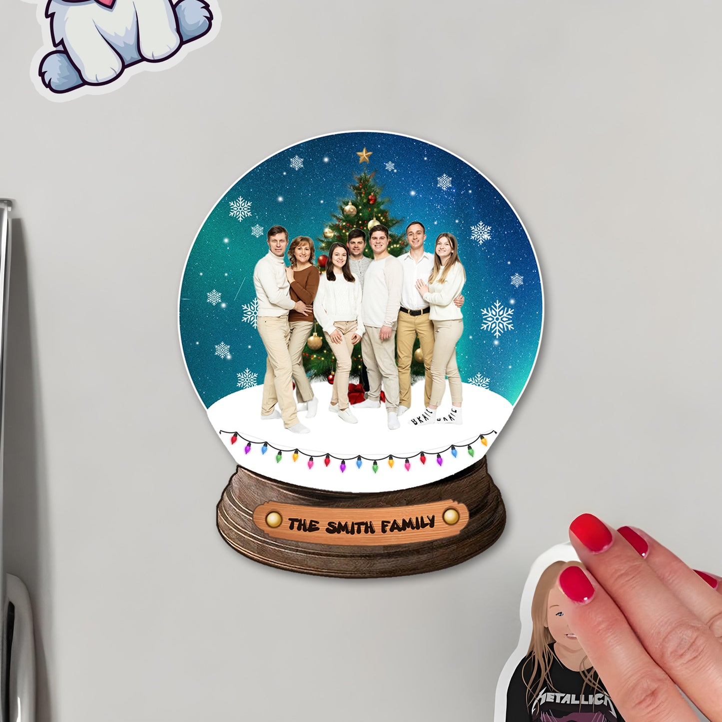 Aimant de Noël familial personnalisable avec photo - Aimant de réfrigérateur personnalisé - FM131_MAGN