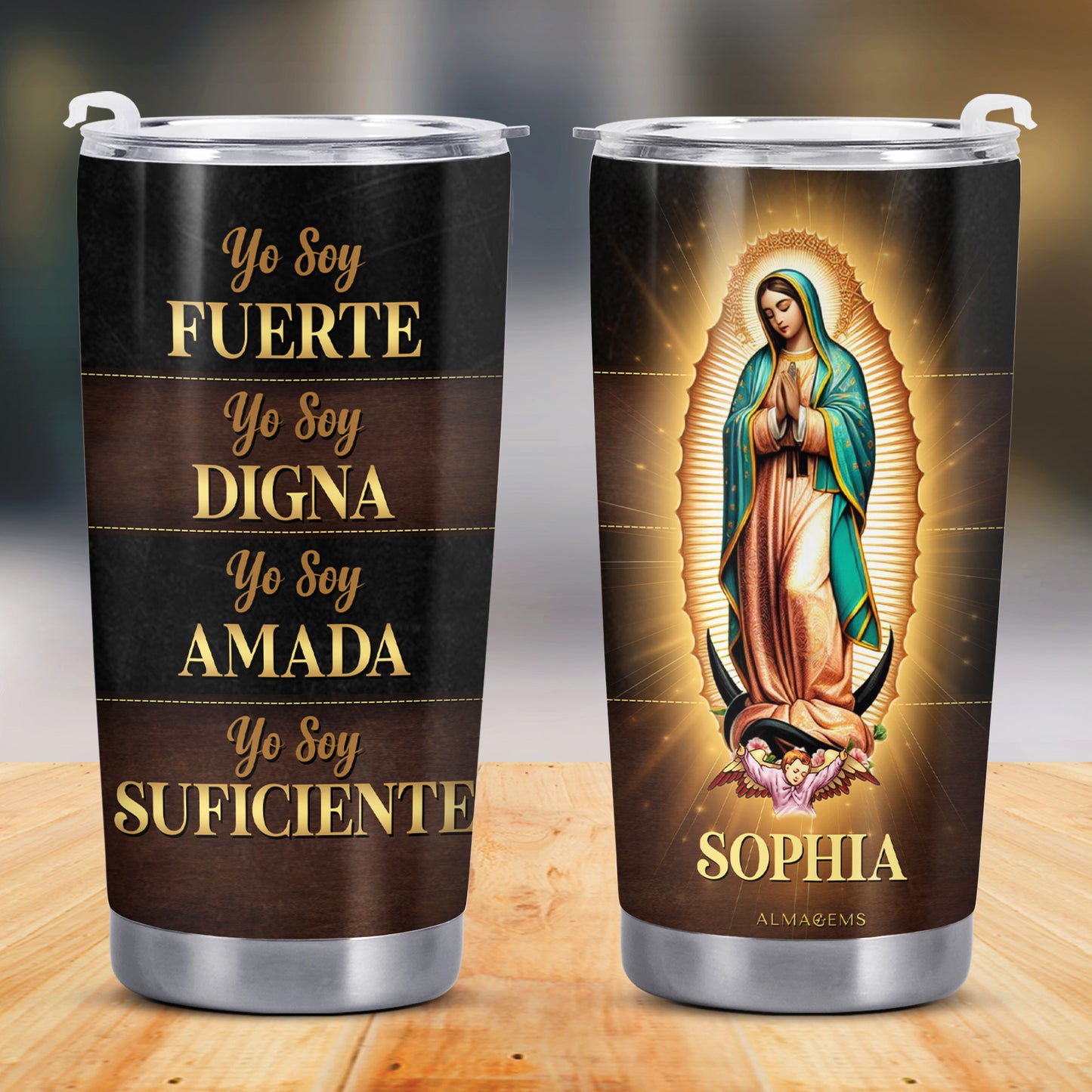 Guadalupe Faith - Vaso de acero inoxidable personalizado de 20 oz y 30 oz - FT004_TB