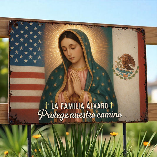 La Familia Álvaro, Protege Nuestro Camino, Virgin Mary and Flags