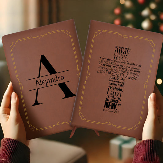 Behold I Am Making All Things New Bible Verse Leather Journal