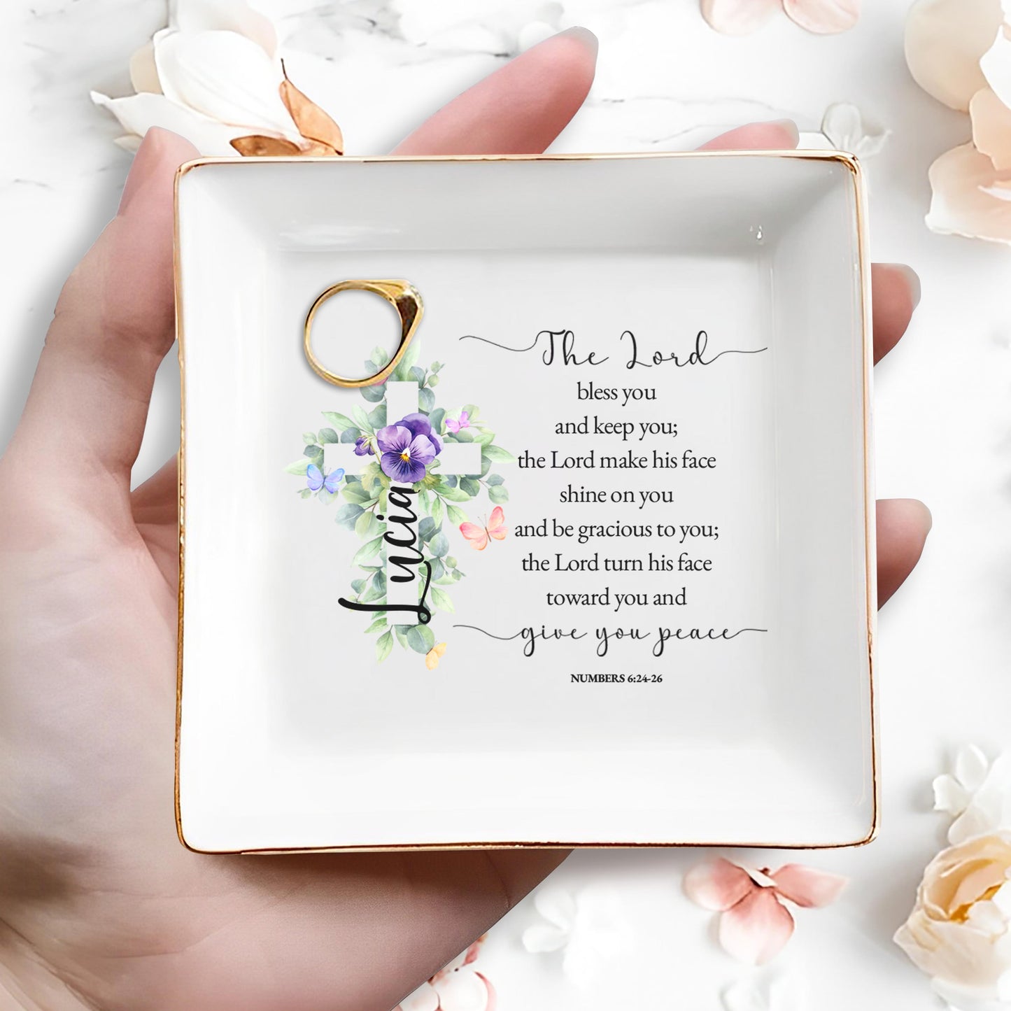 The Lord Bless You With Peace Floral Cross