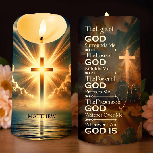 Light And Love Of God Personalized Religious Candle