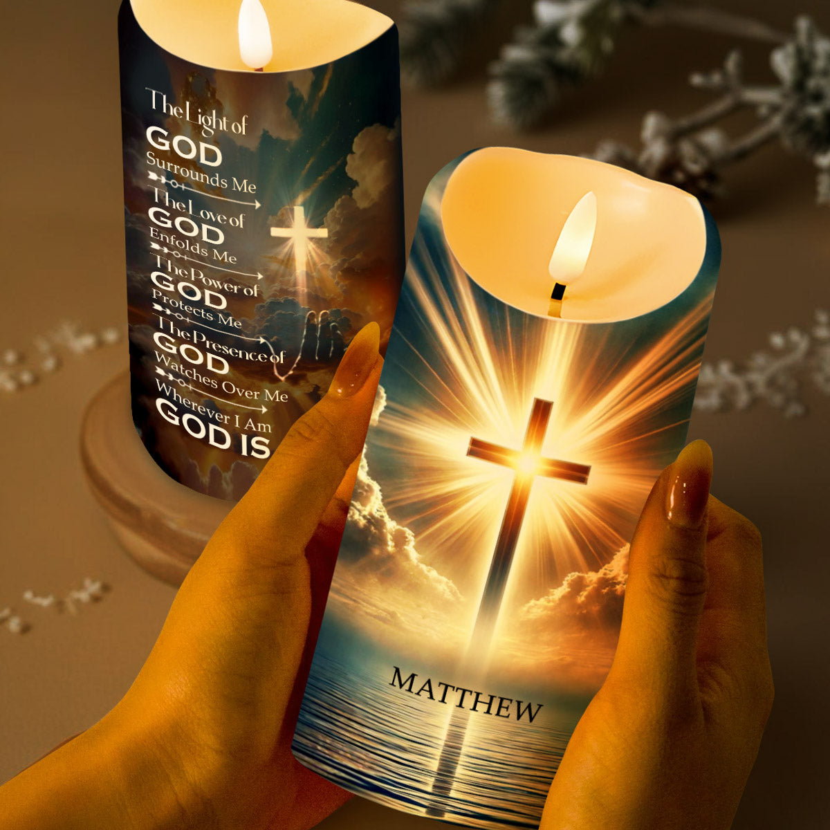 Light And Love Of God Personalized Religious Candle
