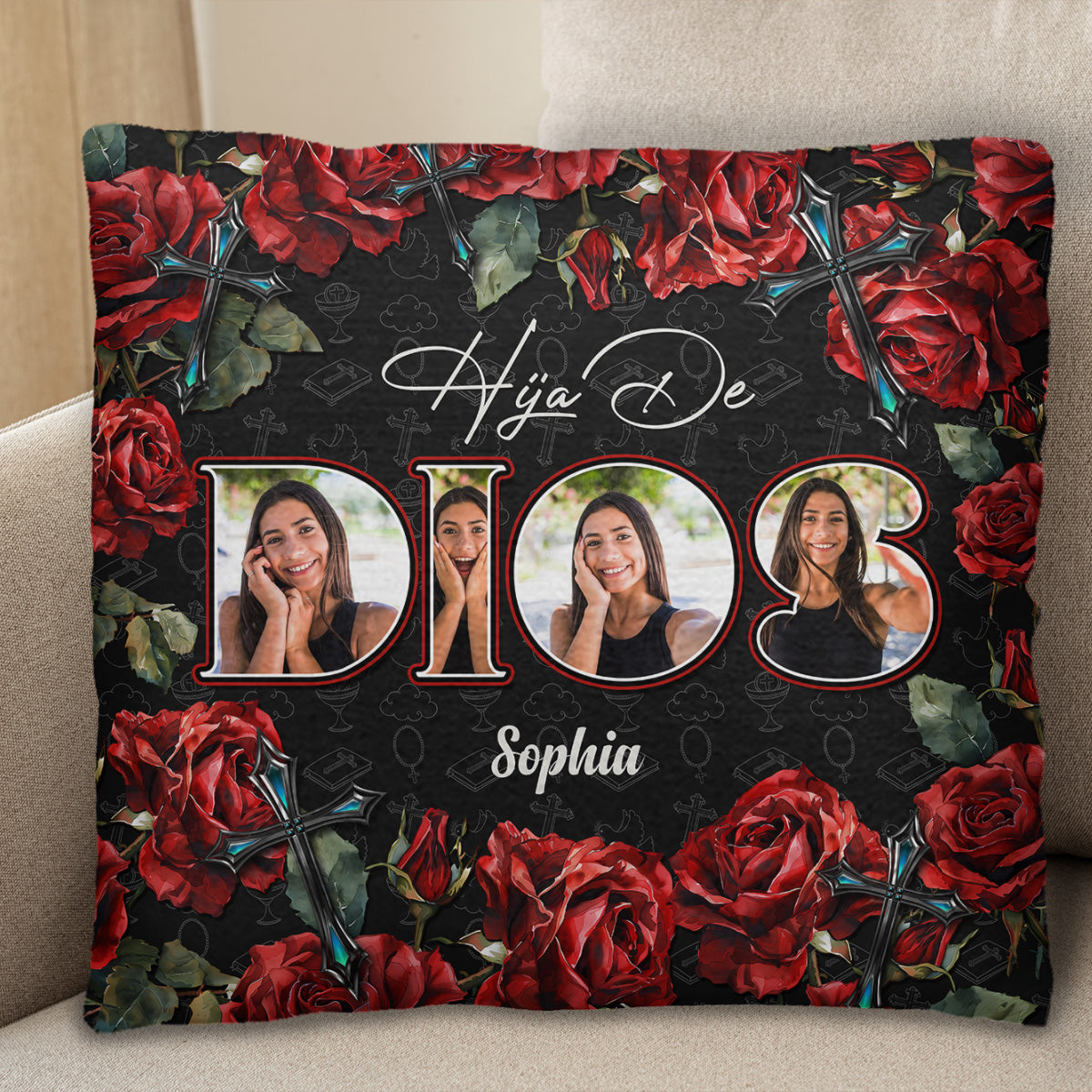 Daughter Of God Embellished With Roses And Crosses