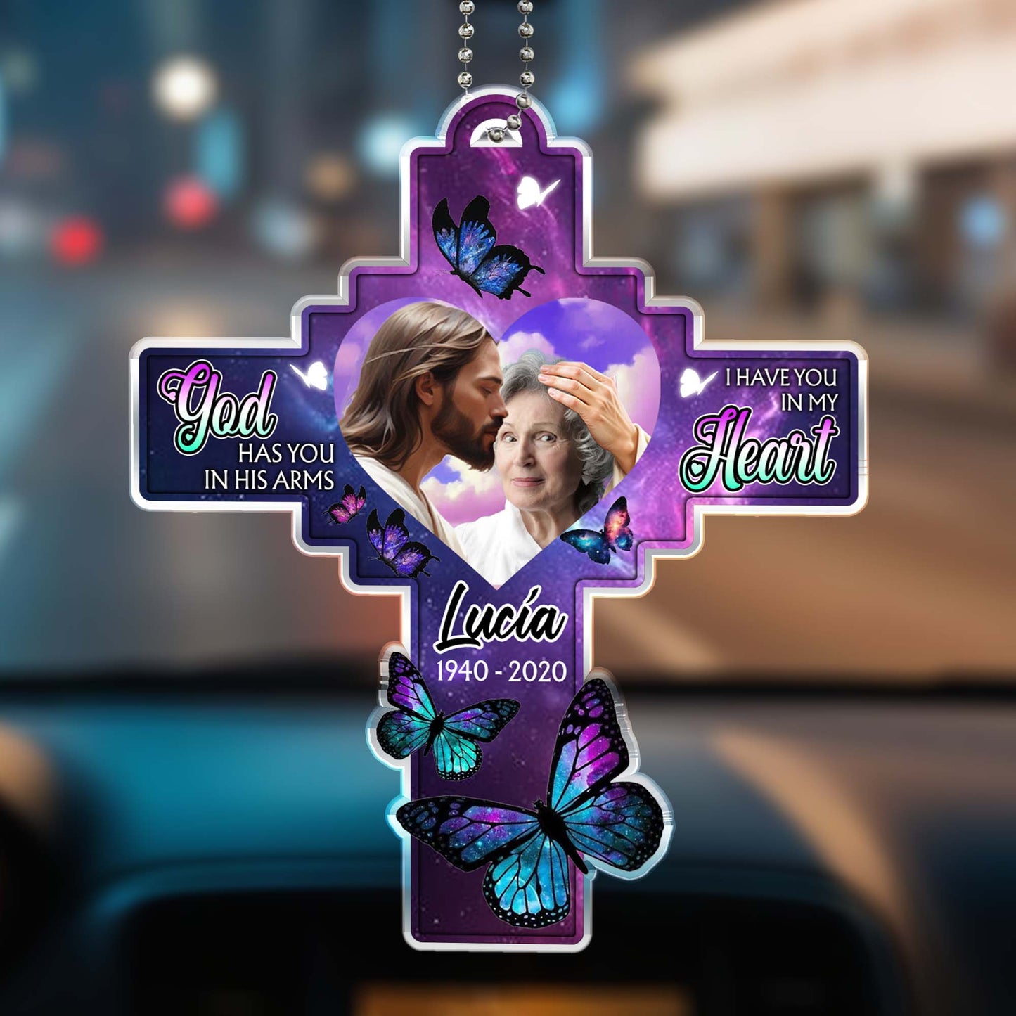 Butterflies And Heart Shape Memorial Custom Design Ornament