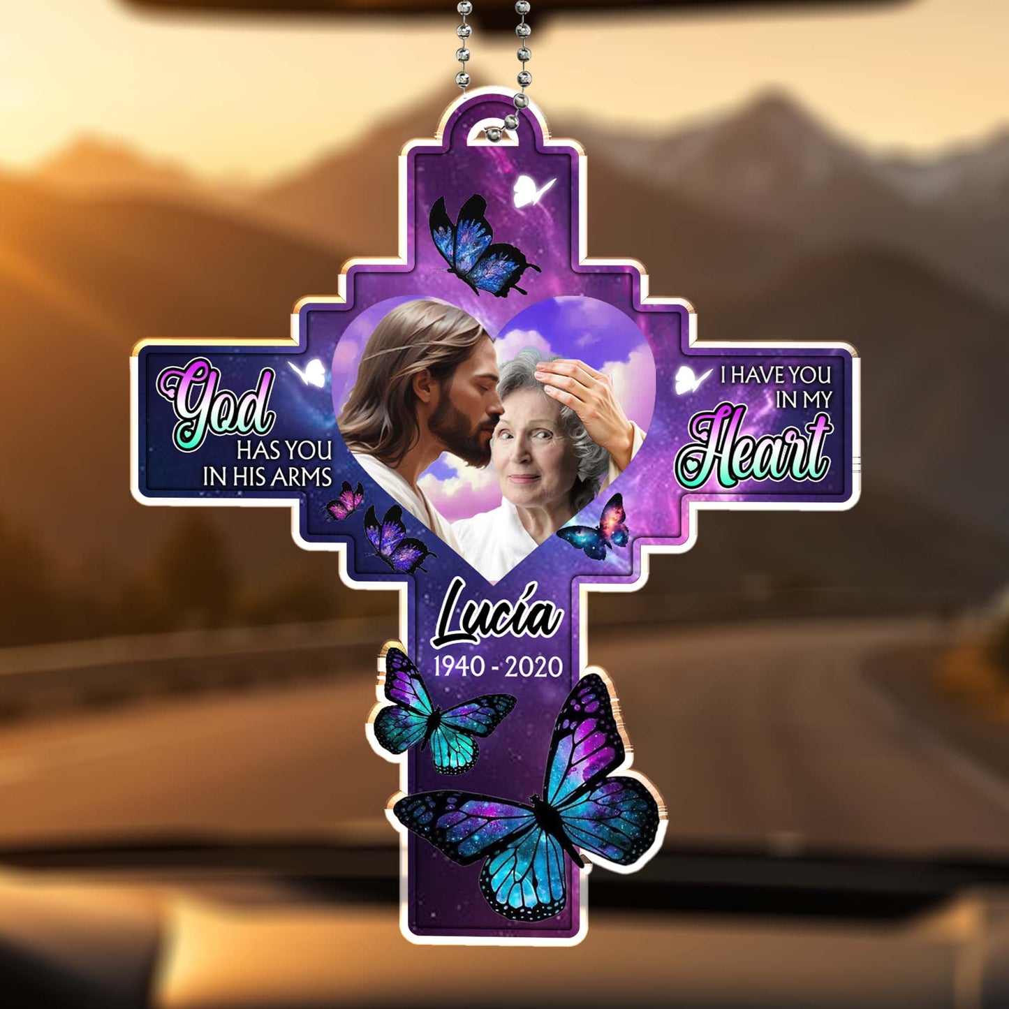 Butterflies And Heart Shape Memorial Custom Design Ornament