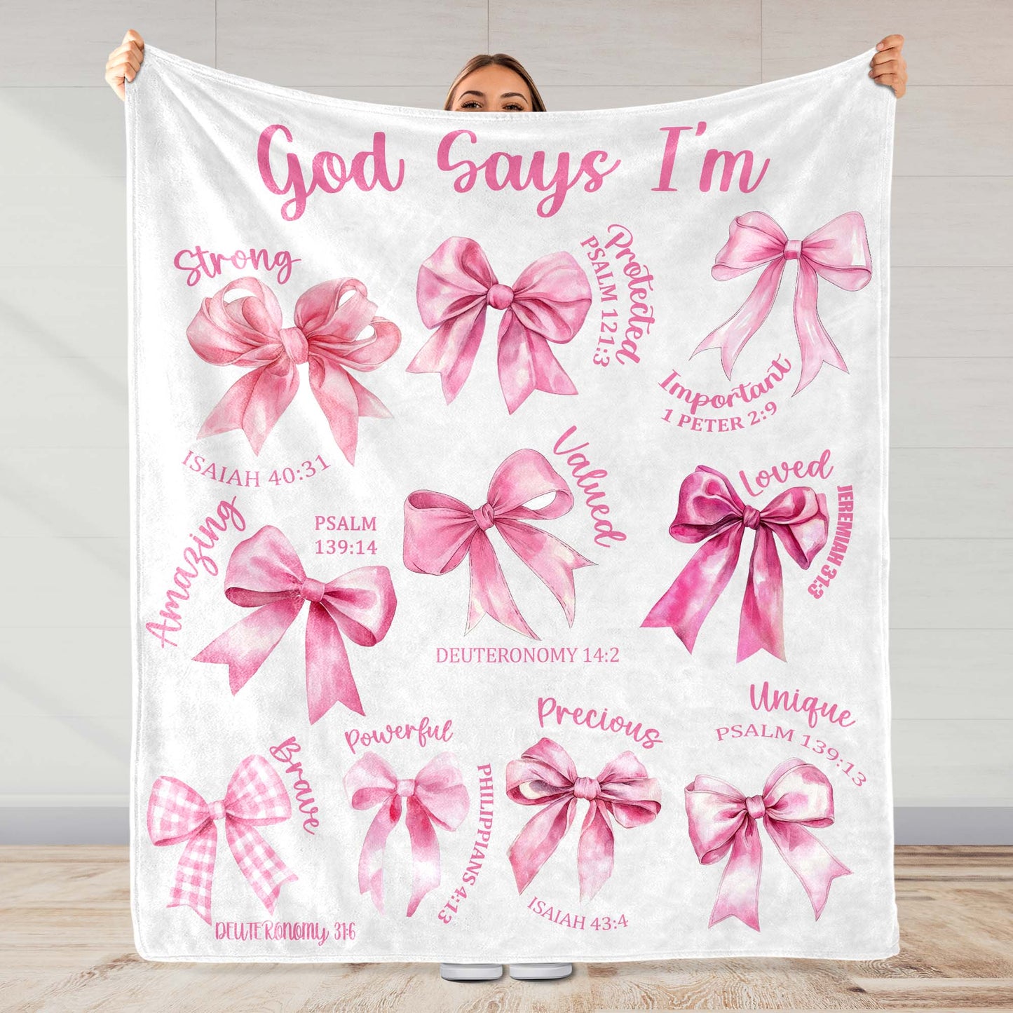 God Says I'm Loved And Valued Pink Bows And Biblical Verses