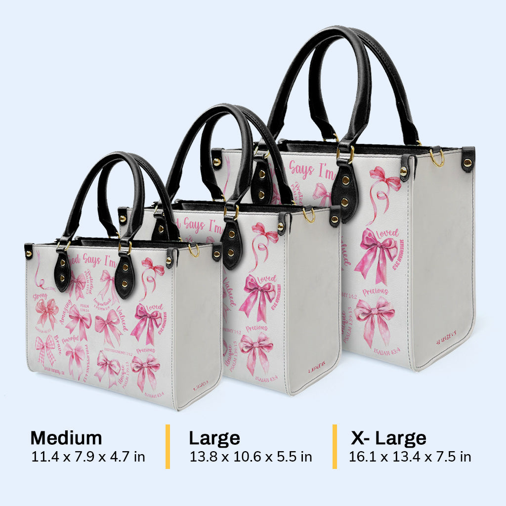 God Says I'm Loved And Valued Handbag With Bows And Verses
