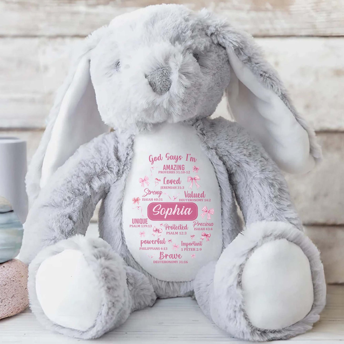 God Says I'm Amazing Loved Strong, Religious Symbols Bunny