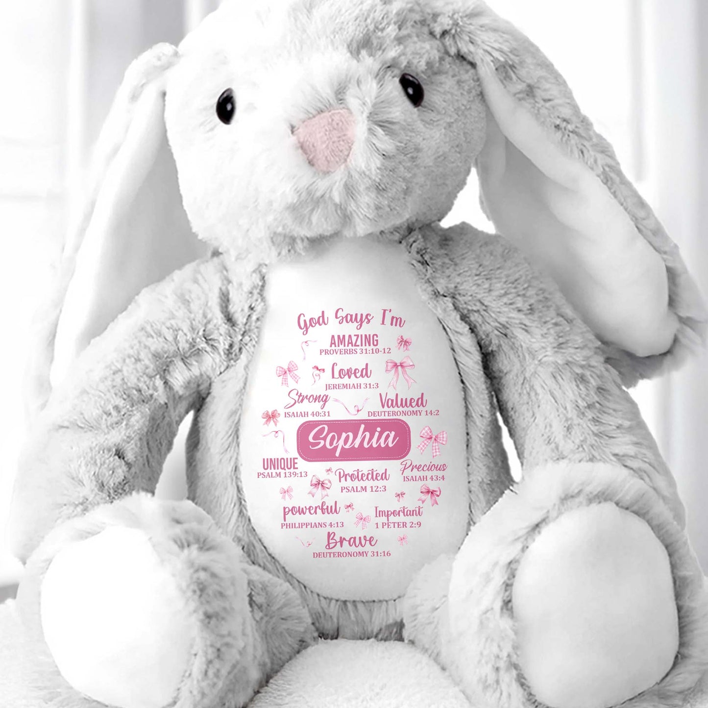 God Says I'm Amazing Loved Strong, Religious Symbols Bunny