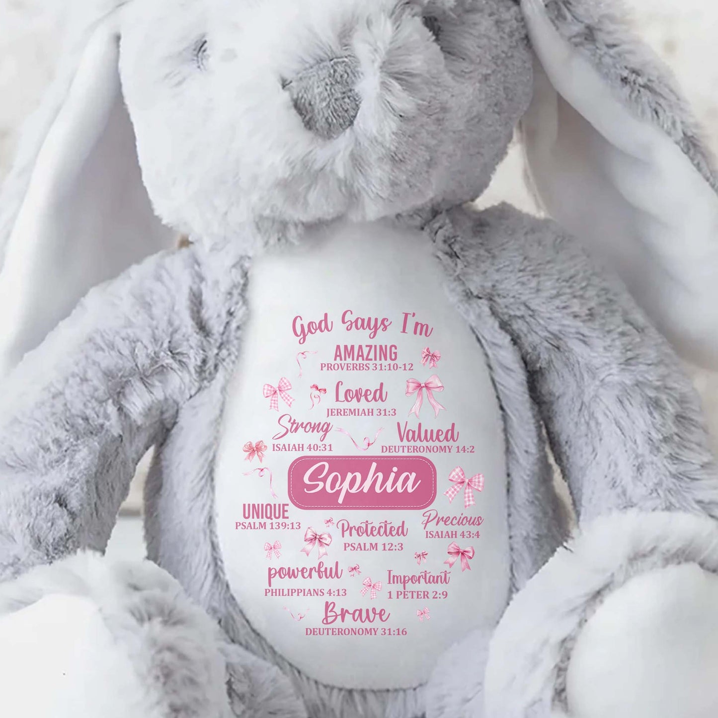 God Says I'm Amazing Loved Strong, Religious Symbols Bunny