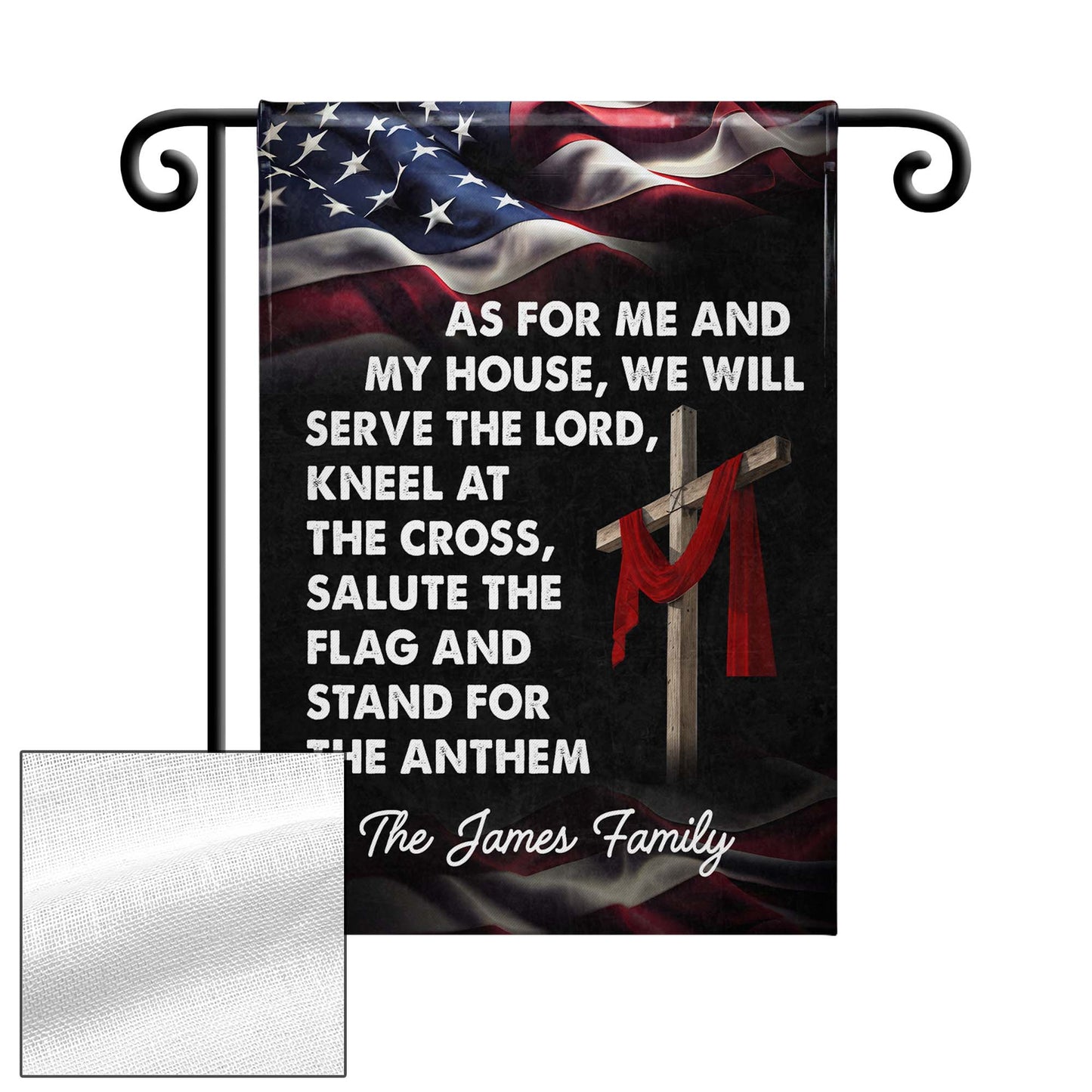 As For Me And My House, We Will Serve The Lord, American Flag And Cross