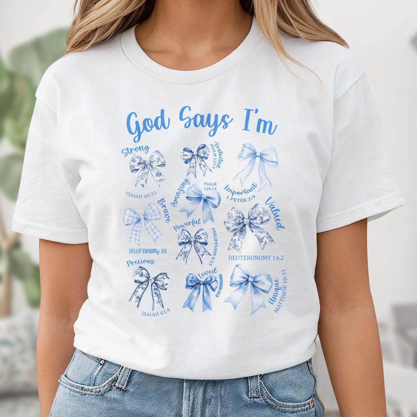 God Says I'm Strong, Loved, Important, Bows and Religious Verses